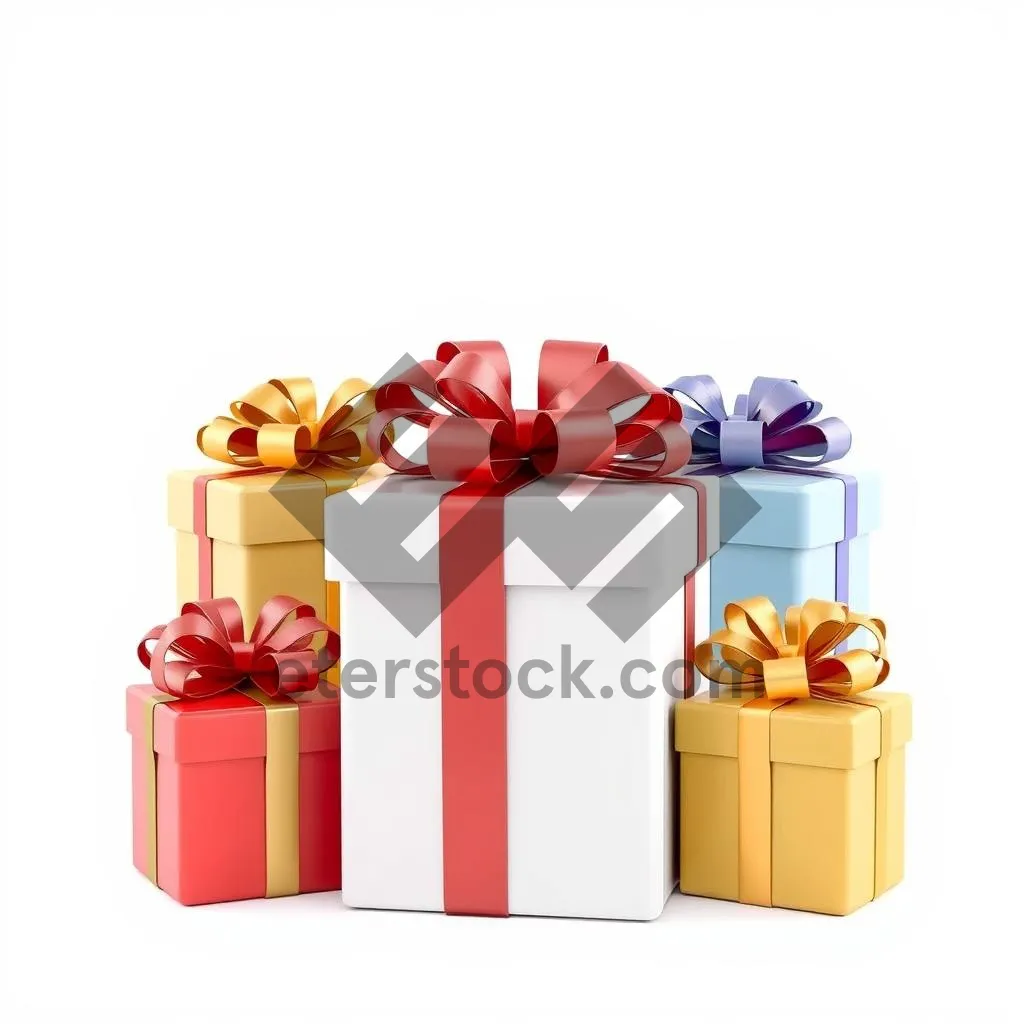 Picture of Festive gift box with ribbon and bow