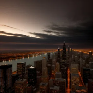 City Twilight: Majestic Urban Skyline at Dusk