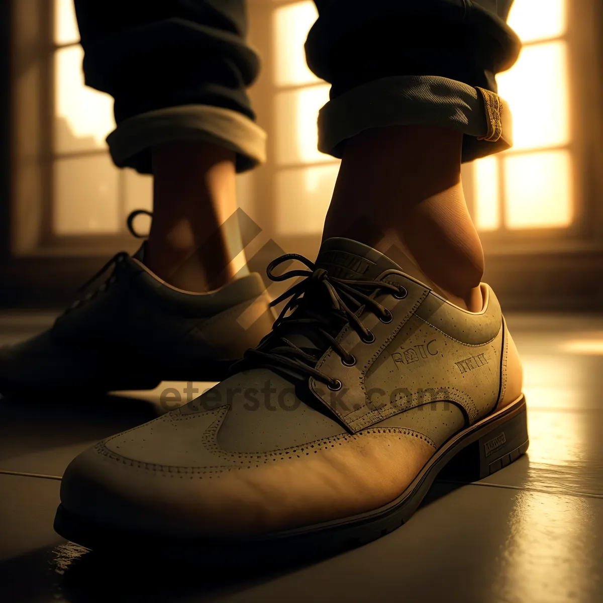 Picture of Stylish black leather lace-up boots for men