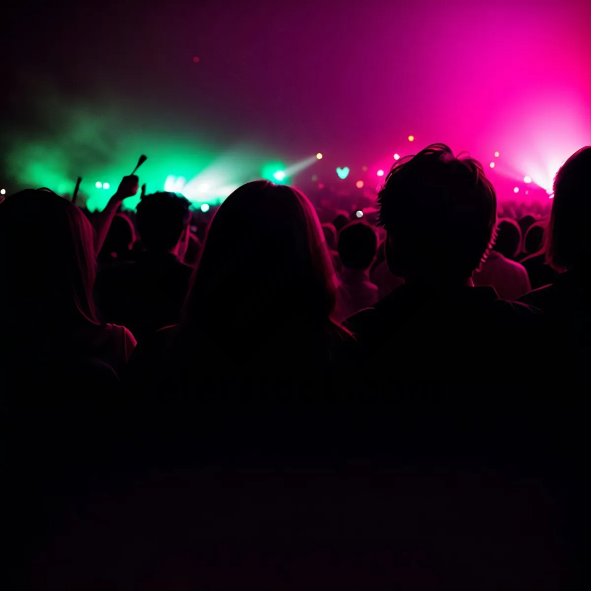 Picture of Silhouette Spectator Gazing at Laser Light Art