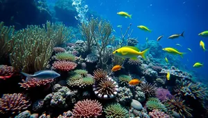 Colorful Fish in Tropical Coral Reef Underwater Dive