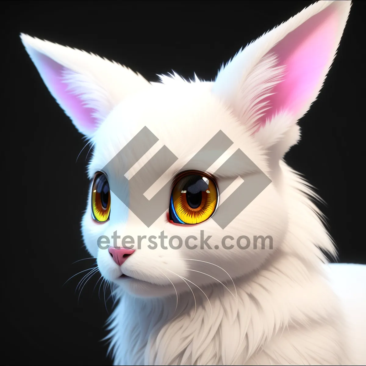 Picture of Furry White Kitty with Curious Whiskers