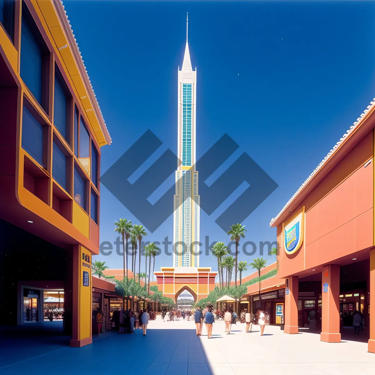 Picture of Iconic Urban Landmark: Modern City Skyline with Tower