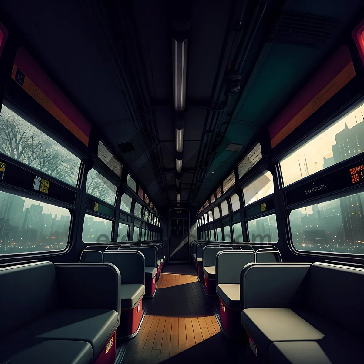 Picture of Fast-paced urban travel: Inside a modern car