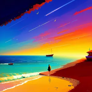 Golden Sunset over Tropical Beach