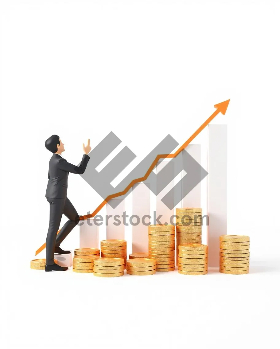 Picture of Success Chart Graph Arrow Financial Stairs Icon Sign.