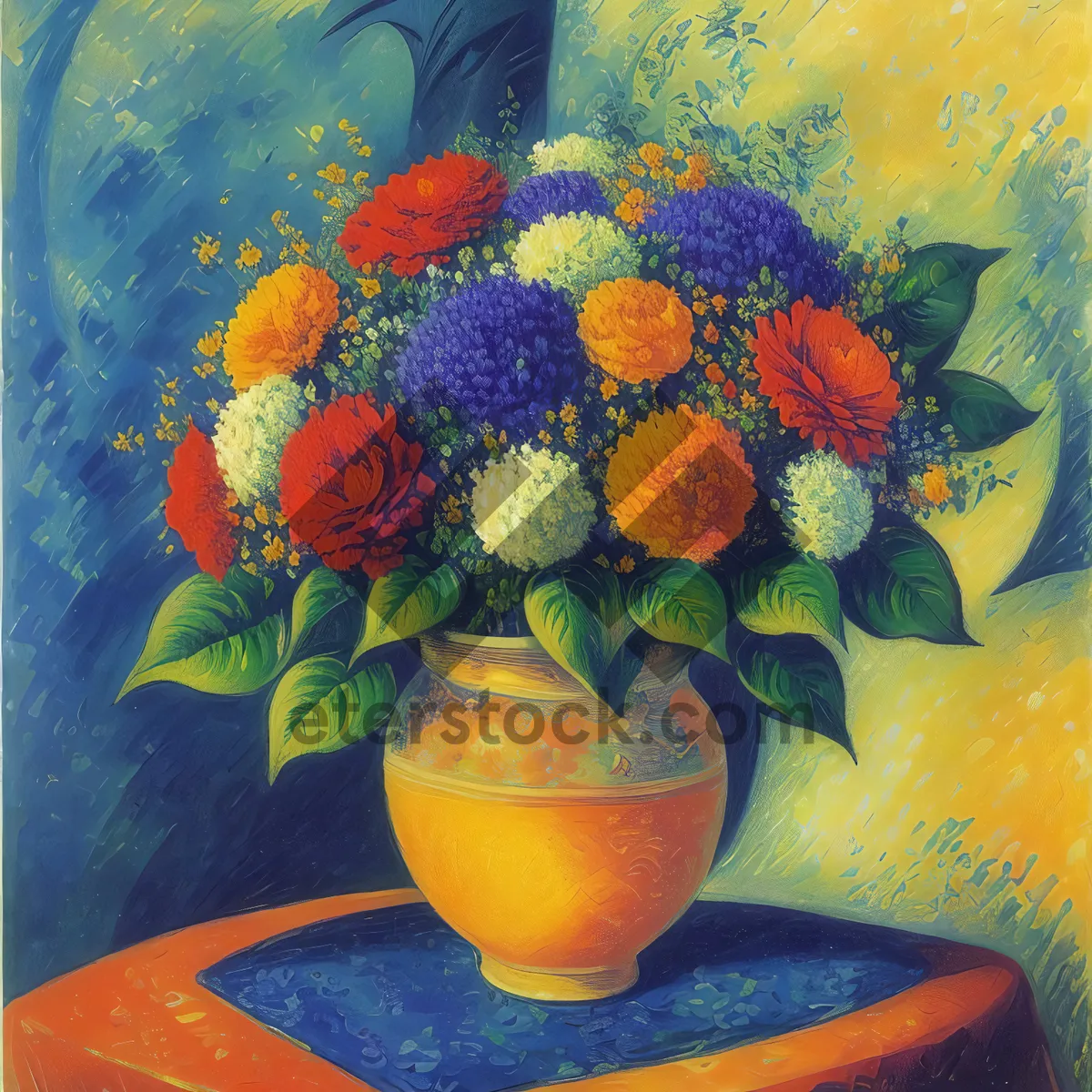 Picture of Vibrant Citrus-filled Glass Vase with Fall Decor