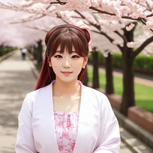 Cheerful brunette lady posing outdoors with a pretty smile.