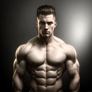 Ripped Male Model Flexing Muscles