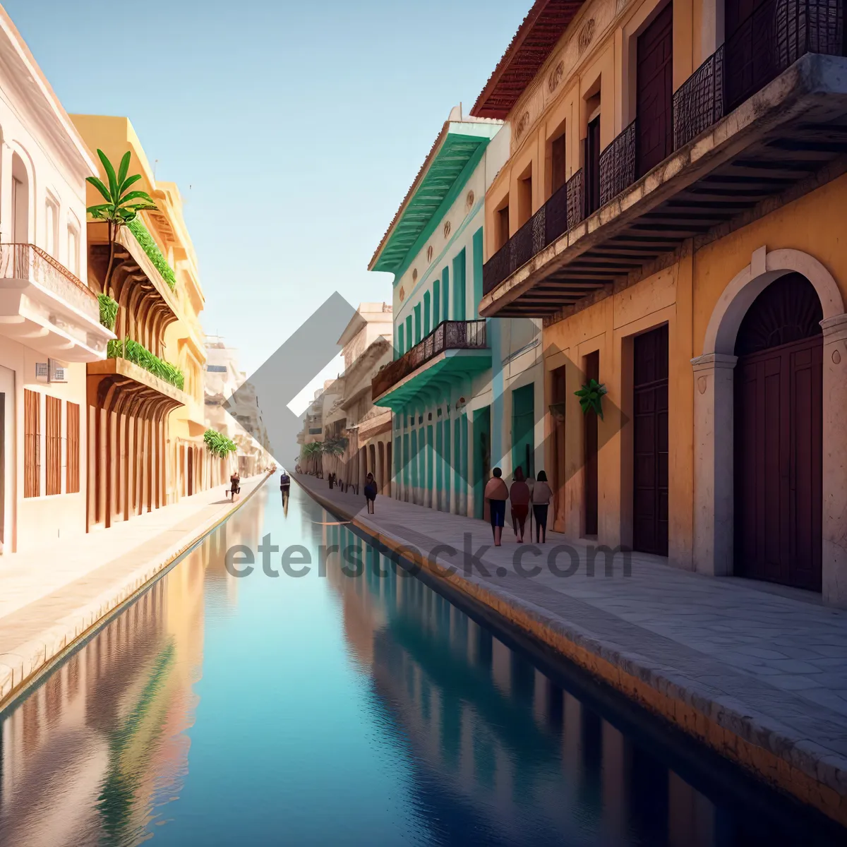 Picture of Cityscape Along the River: Urban Architecture and Canal