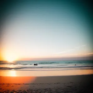 Golden Sunset over Tranquil Beach