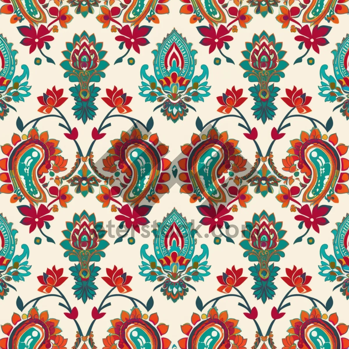 Picture of Decorative Vintage Arabesque Floral Silk Wallpaper Pattern