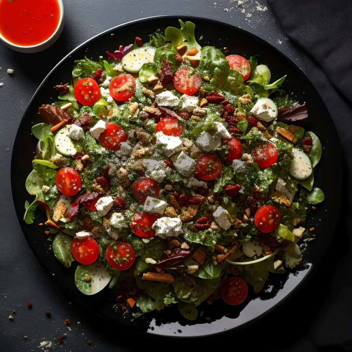 Picture of Fresh Plate of Delicious and Healthy Vegetable Salad