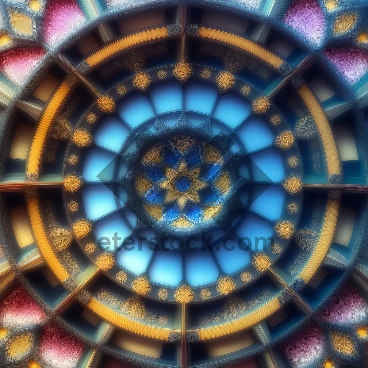 Picture of Luminous Geometric Window: A Kaleidoscope of Color