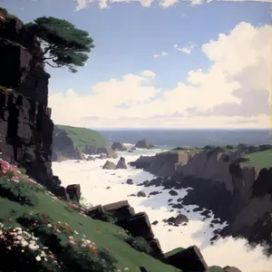 Scenic Coastal Promontory: A Majestic Clifftop Overlooking the Sea