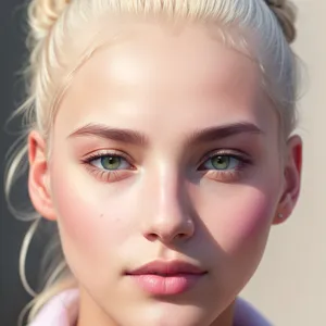 Radiant blonde model with captivating blue eyes