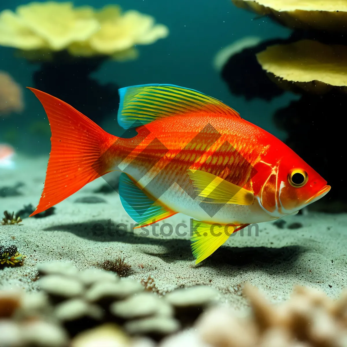 Picture of Goldfish swimming in a tropical coral reef.