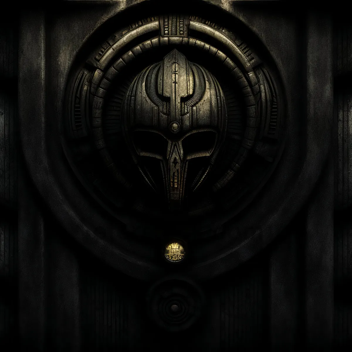 Picture of Ancient wooden cathedral door with intricate knocker