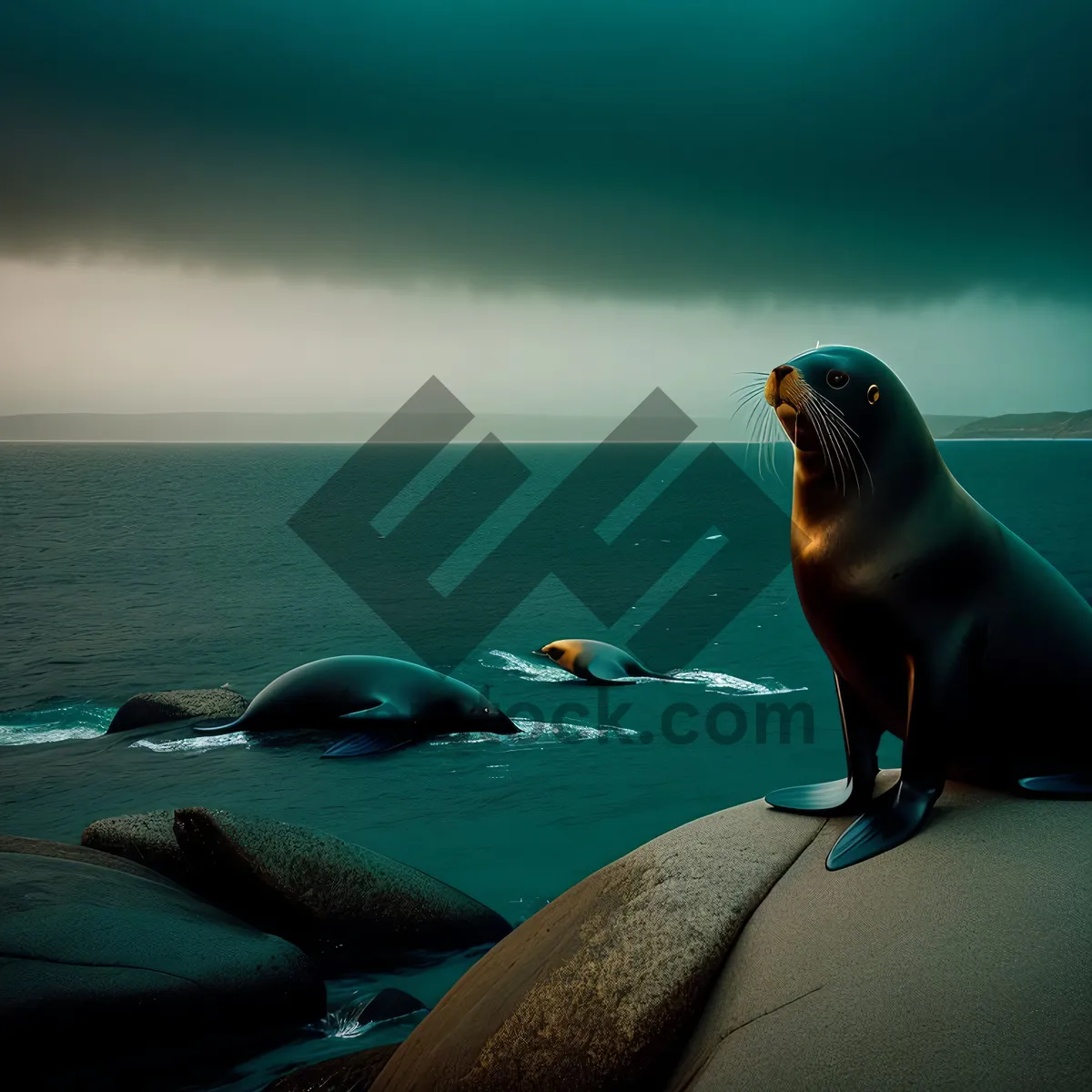 Picture of Sunset Seal on Coastal Beach