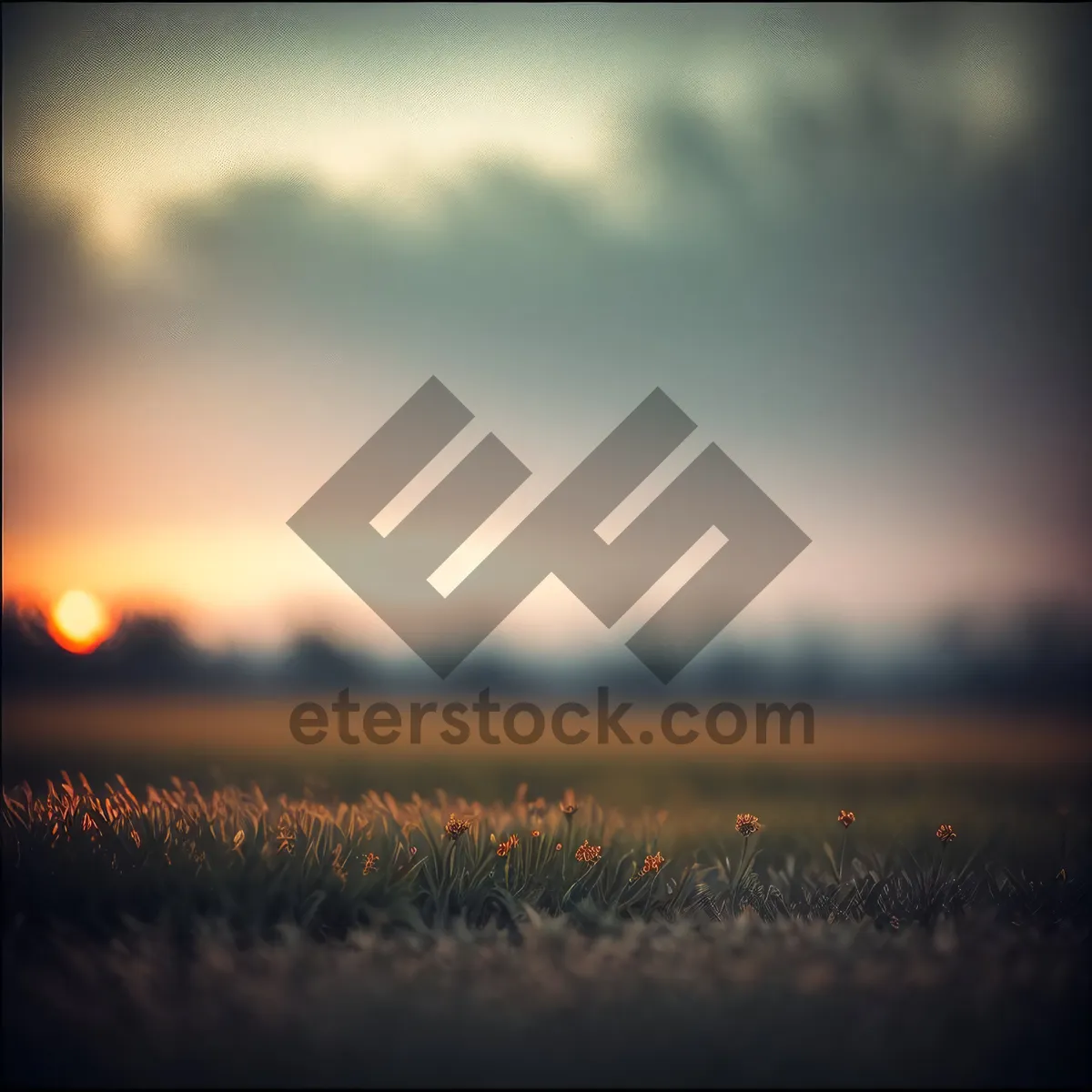 Picture of Vibrant Sunset Sky with Silhouetted Landscape