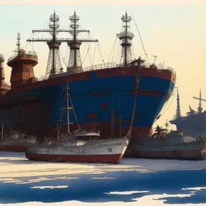 Transporting Cargo at Harbor: Ship and Crane