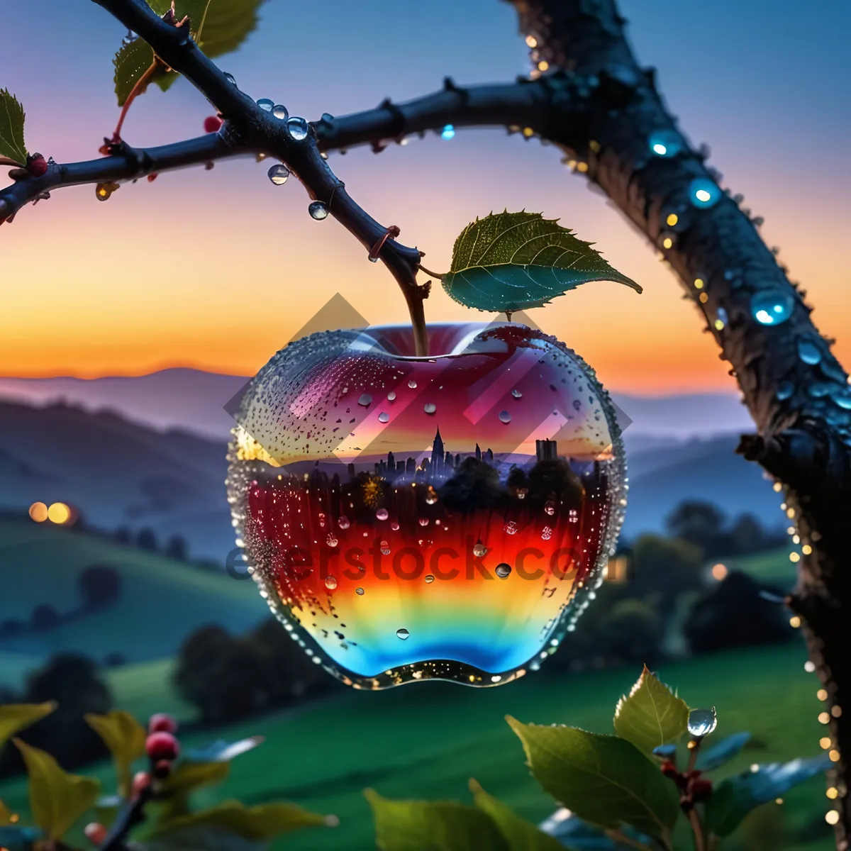 Picture of Winter holiday apple ornament decoration ball.