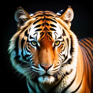 Fierce Striped Tiger Cat Stalking in Jungle