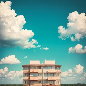 Vibrant Summer Sky: Bright, Colorful Clouds Engulfing the Sunny Landscape.