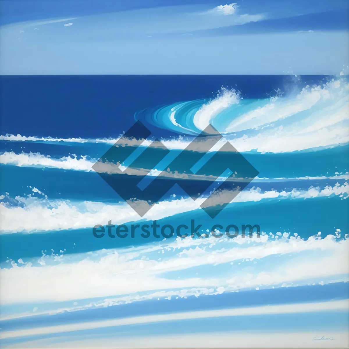 Picture of Serene Tropical Beach with Azure Waves and Sun-Kissed Sand