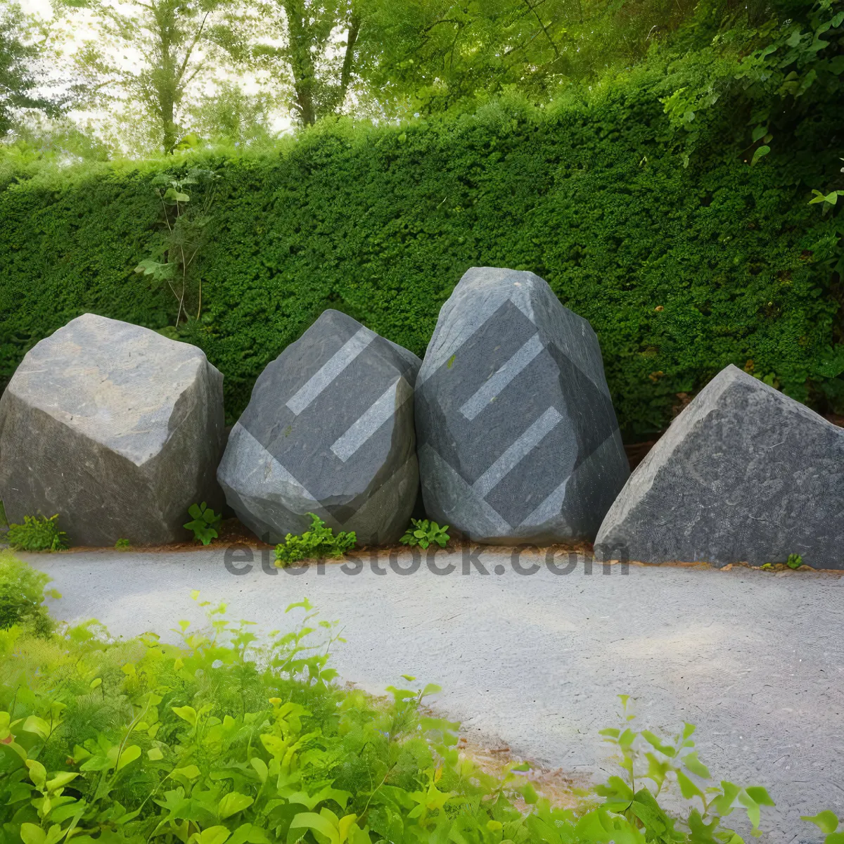 Picture of Serene Memorial Garden amidst Lush Green Landscape