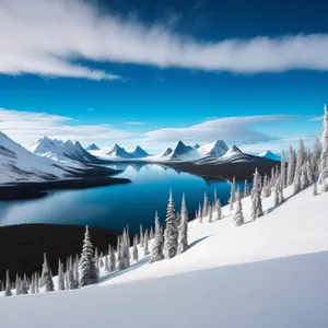 Snowy Mountain Landscape in Arctic Sun
