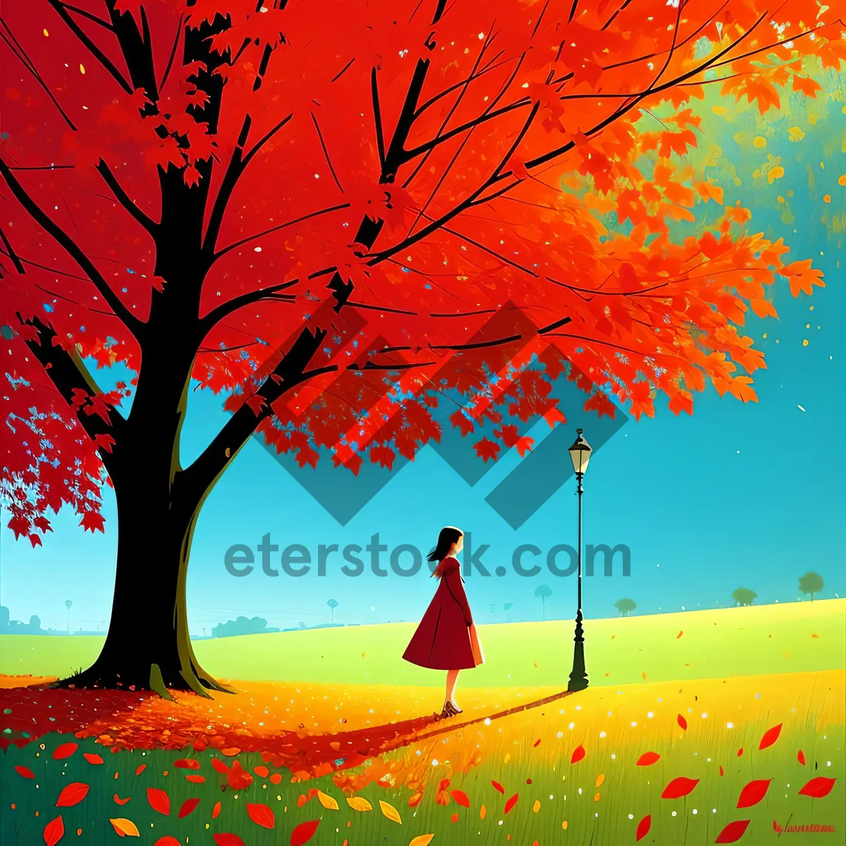 Picture of Autumn Maple Landscape under the Sun