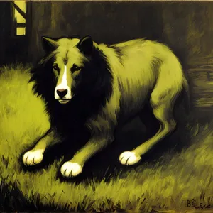 Cute Border Collie Shepherd Dog in Meadow