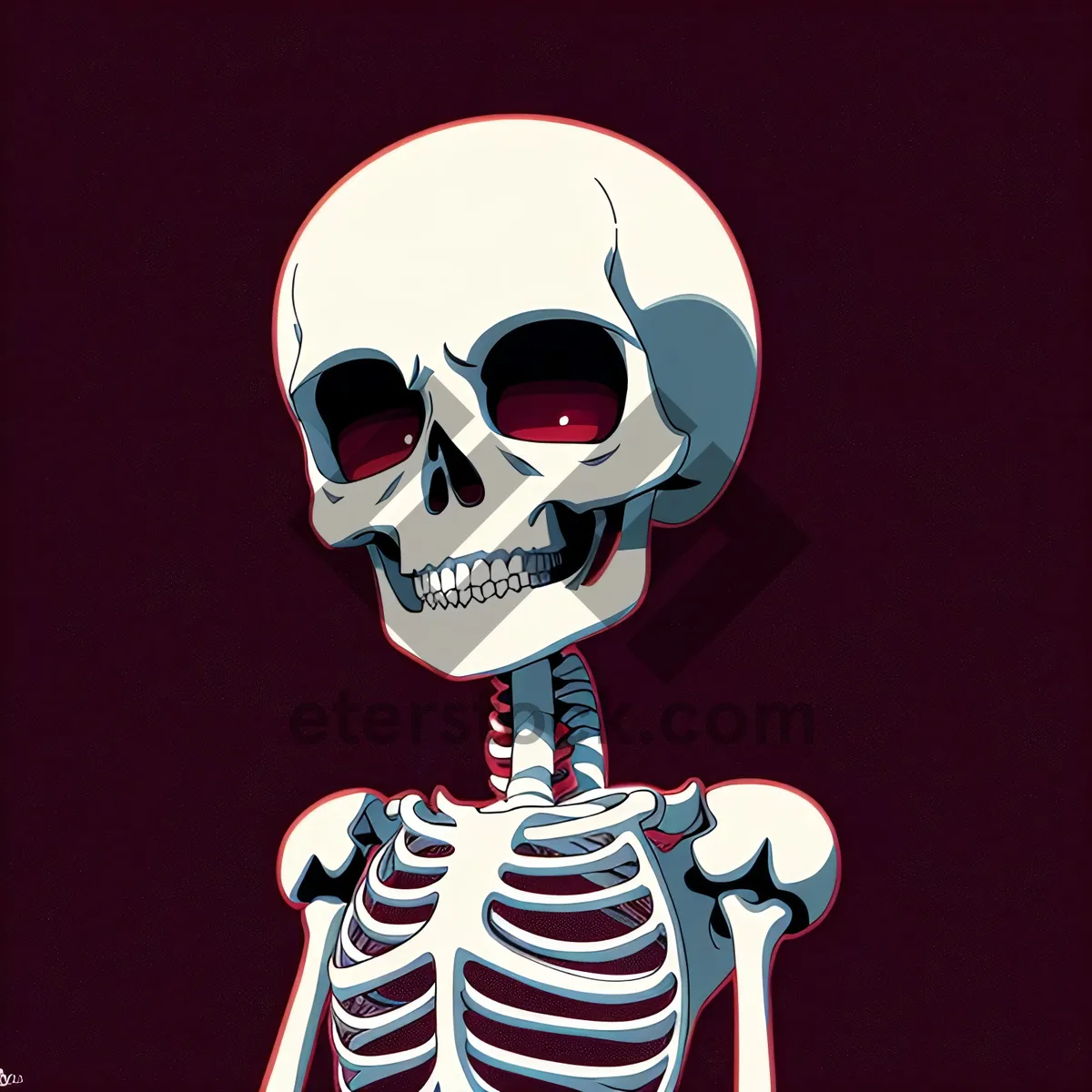 Picture of Spooky Skeleton Head: Frightening Cartoon Skull Sculpture
