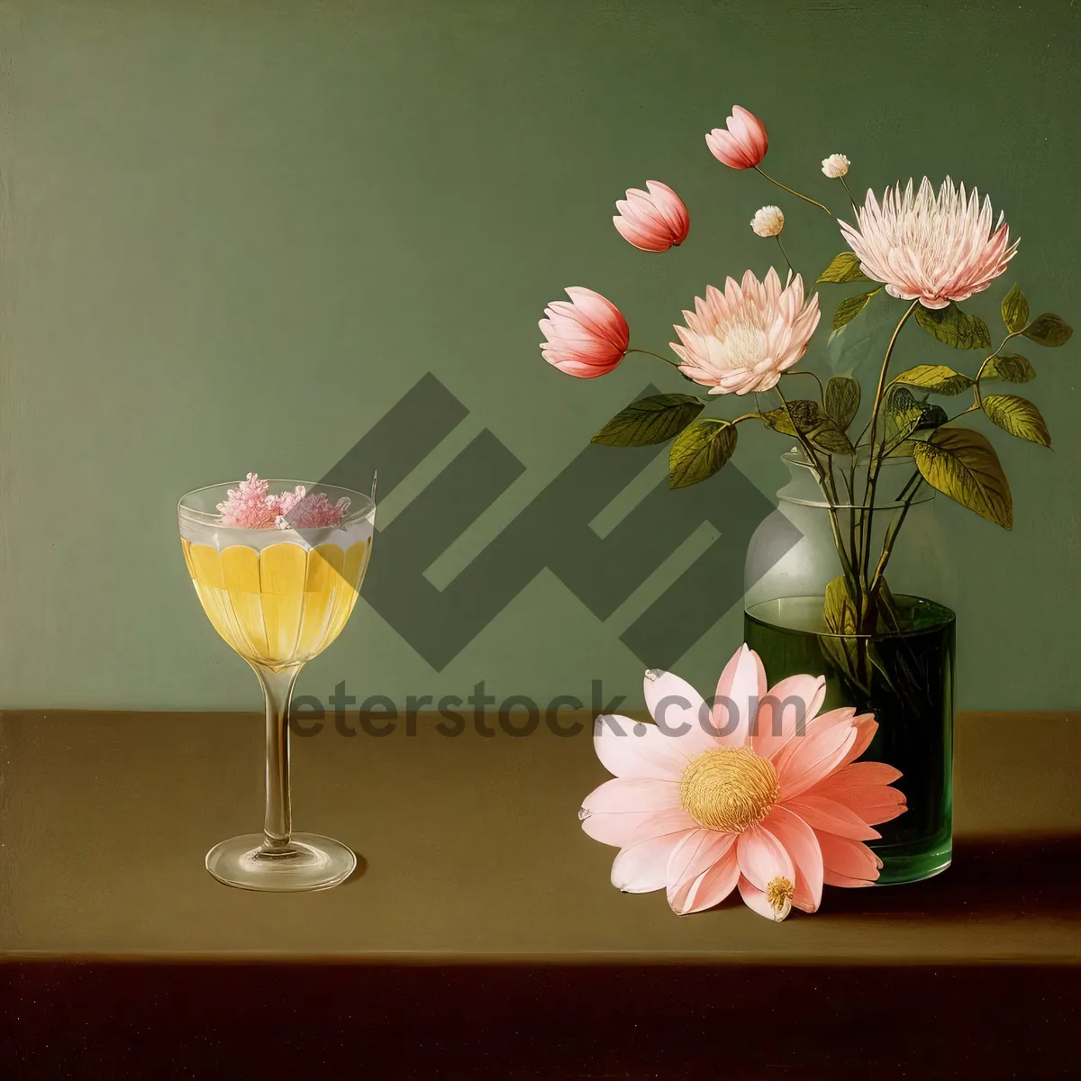 Picture of Bright Pink Floral Bouquet in Glass Goblet