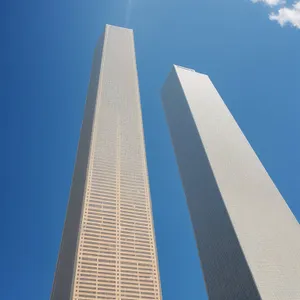 Urban Skyline: Modern Glass Skyscraper in Downtown District