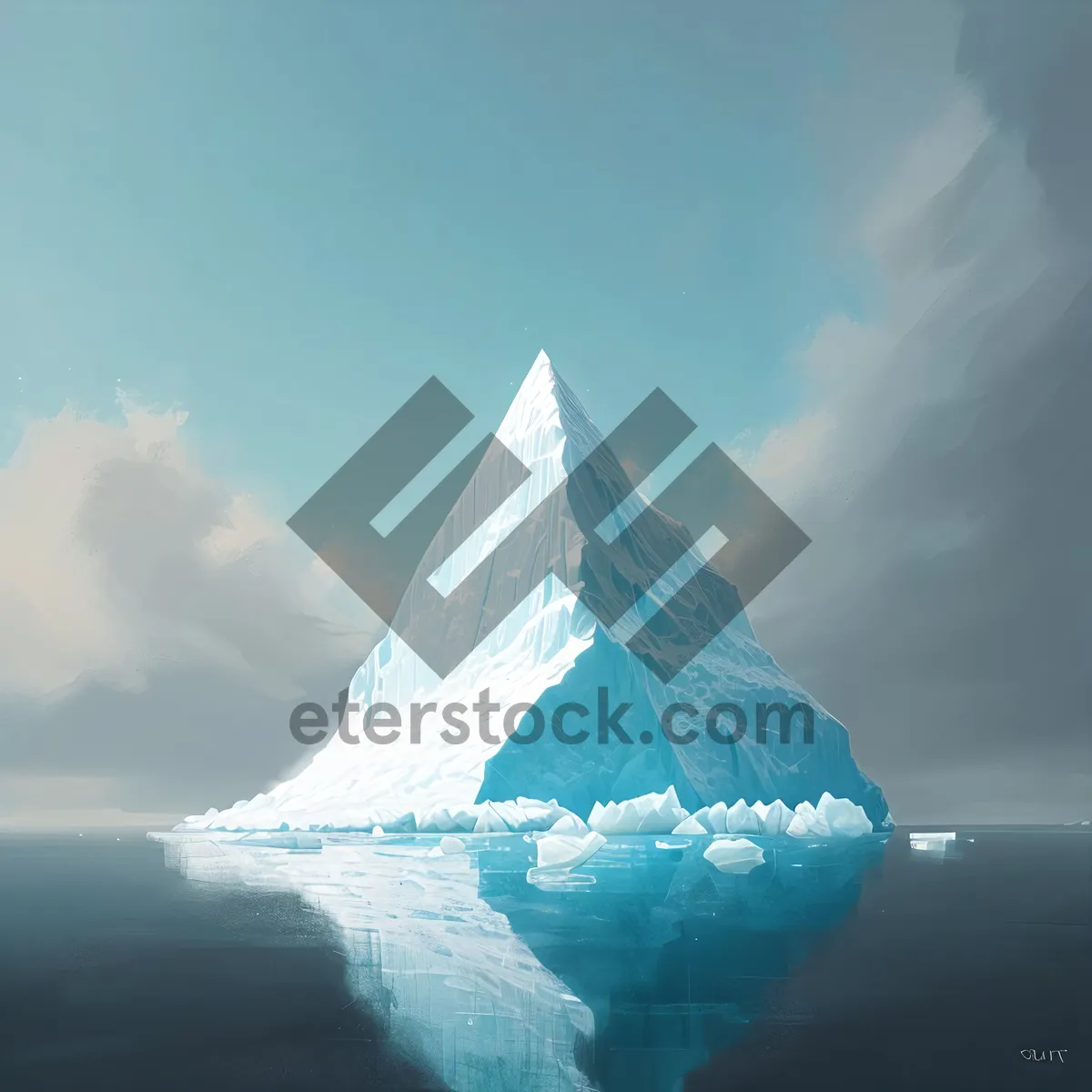 Picture of Frozen Arctic Landscape with Glacial Icebergs