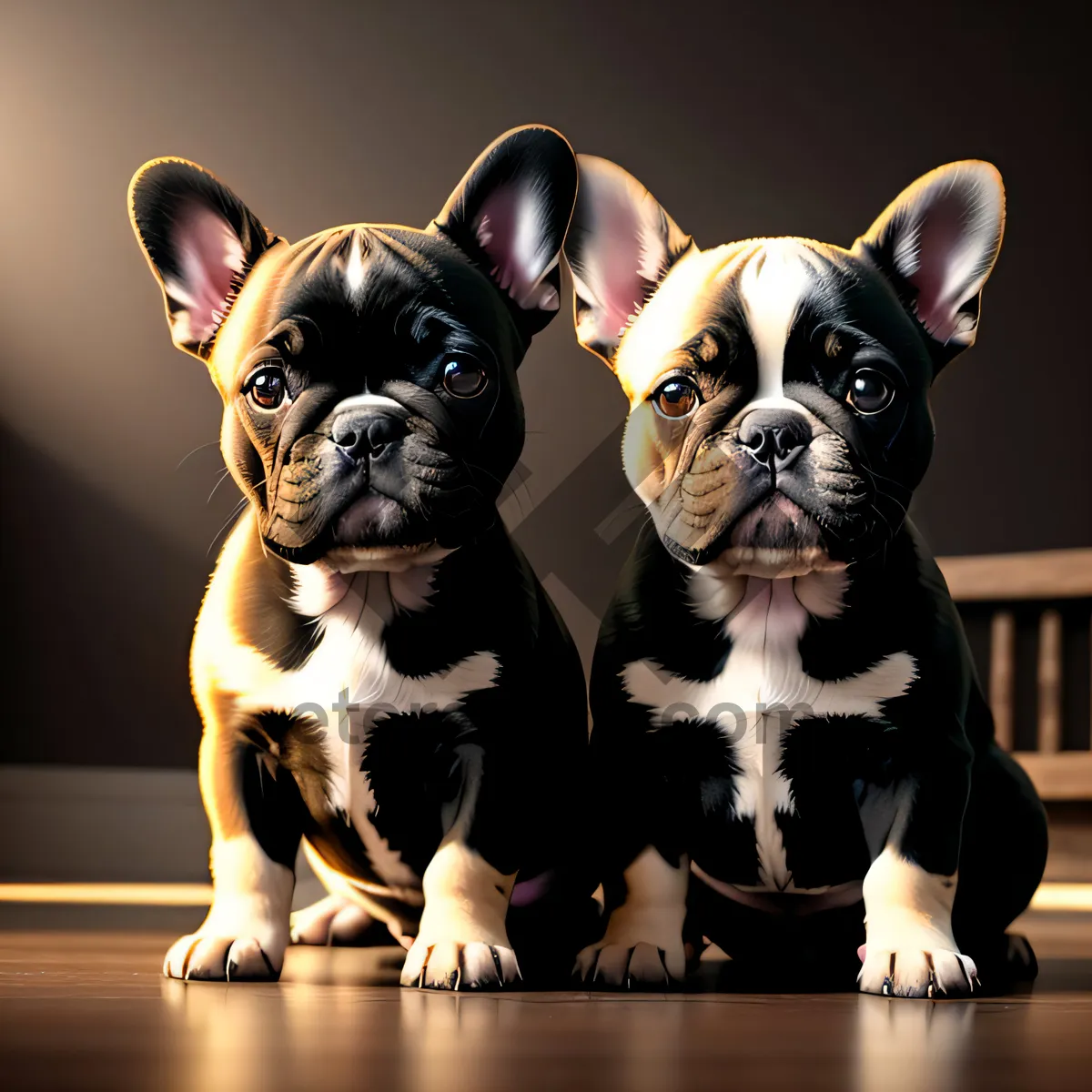 Picture of A portrait capturing the absolute adorableness of a wrinkled Bulldog puppy