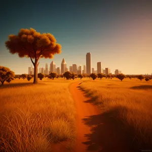 Majestic Desert Sunset Over Cactus Landscape