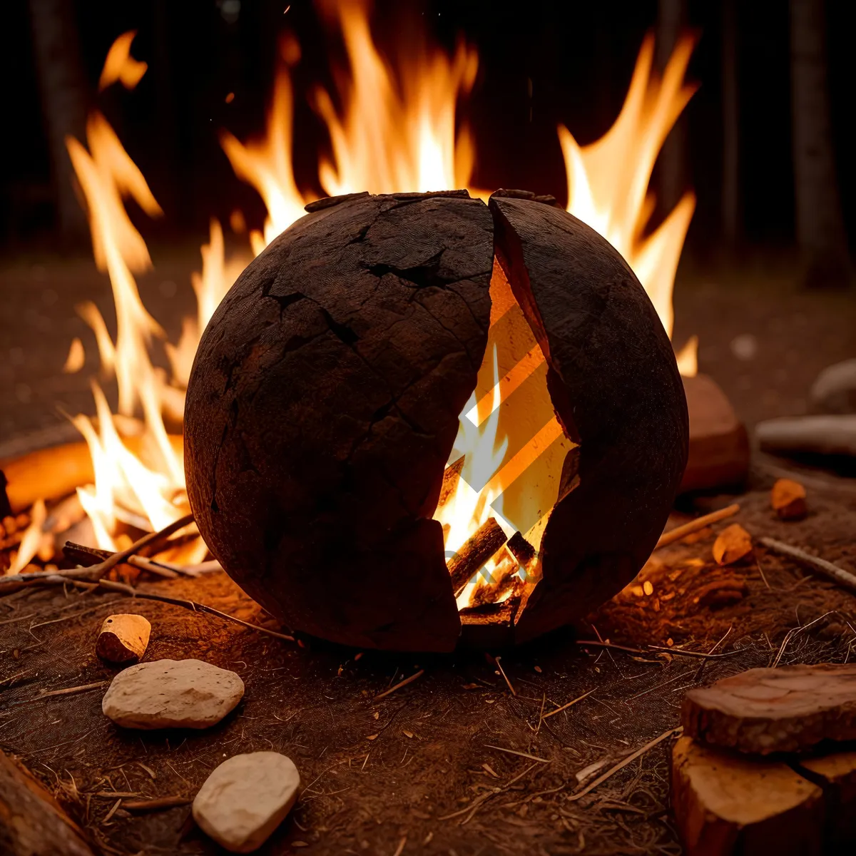 Picture of Fiery Autumn Glow: Pumpkin Jack-O'-Lantern Lighting up the Night