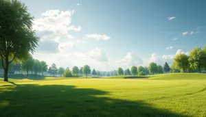 Vibrant autumn landscape with rolling farmland and clouds