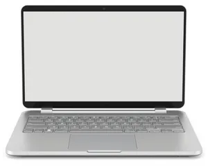 Modern laptop with blank screen for business work.