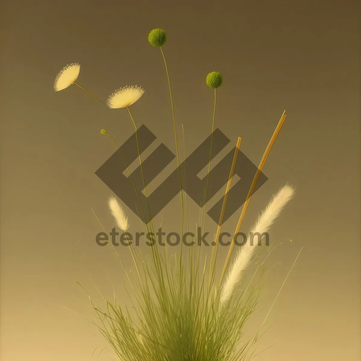 Picture of Bright Flax: Vibrant Herb Plant with Wheat and Dandelion