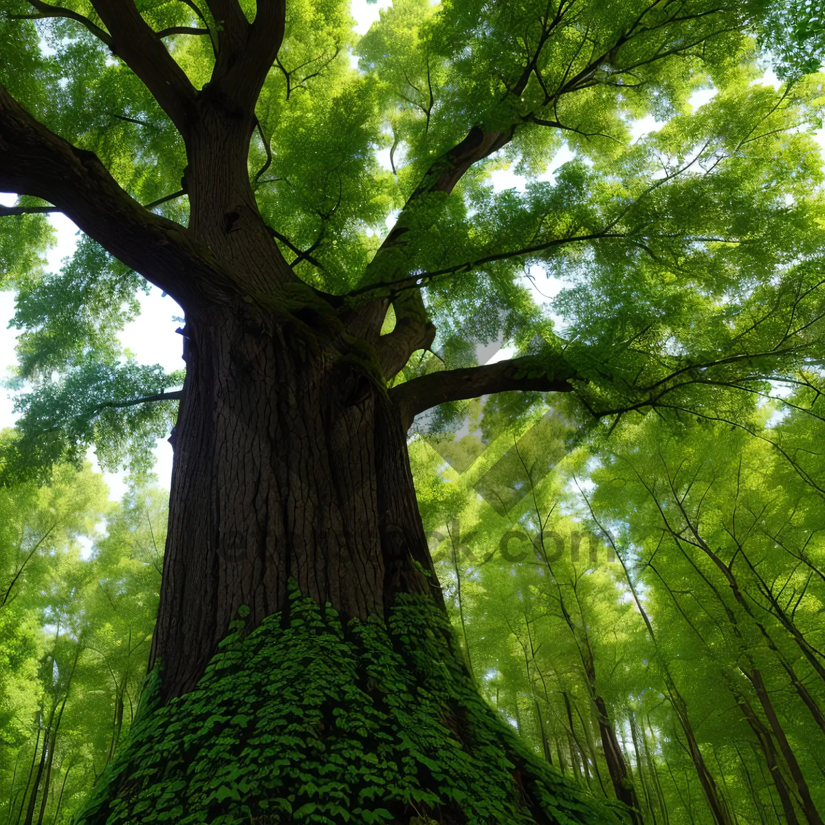 Picture of Lush Willow Trees in a Serene Forest