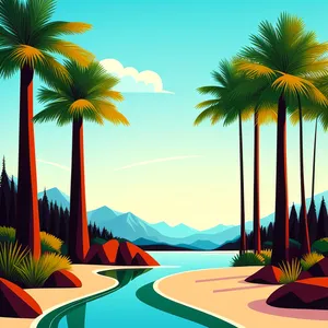 Serene Summer Seascape with Palm Tree