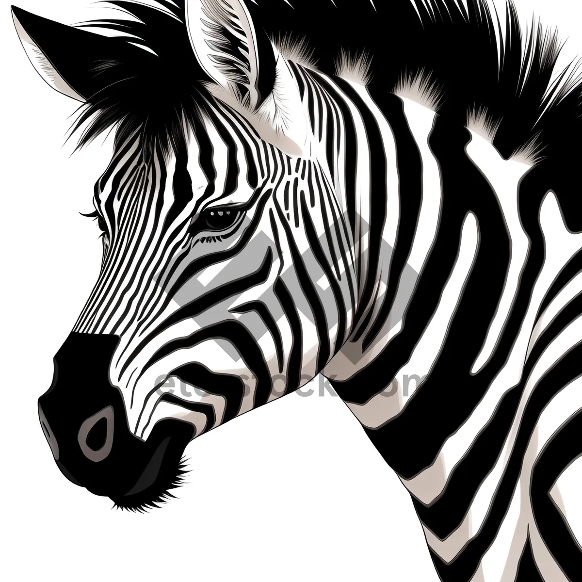 Picture of Striped Equine Grazing in African Reserve