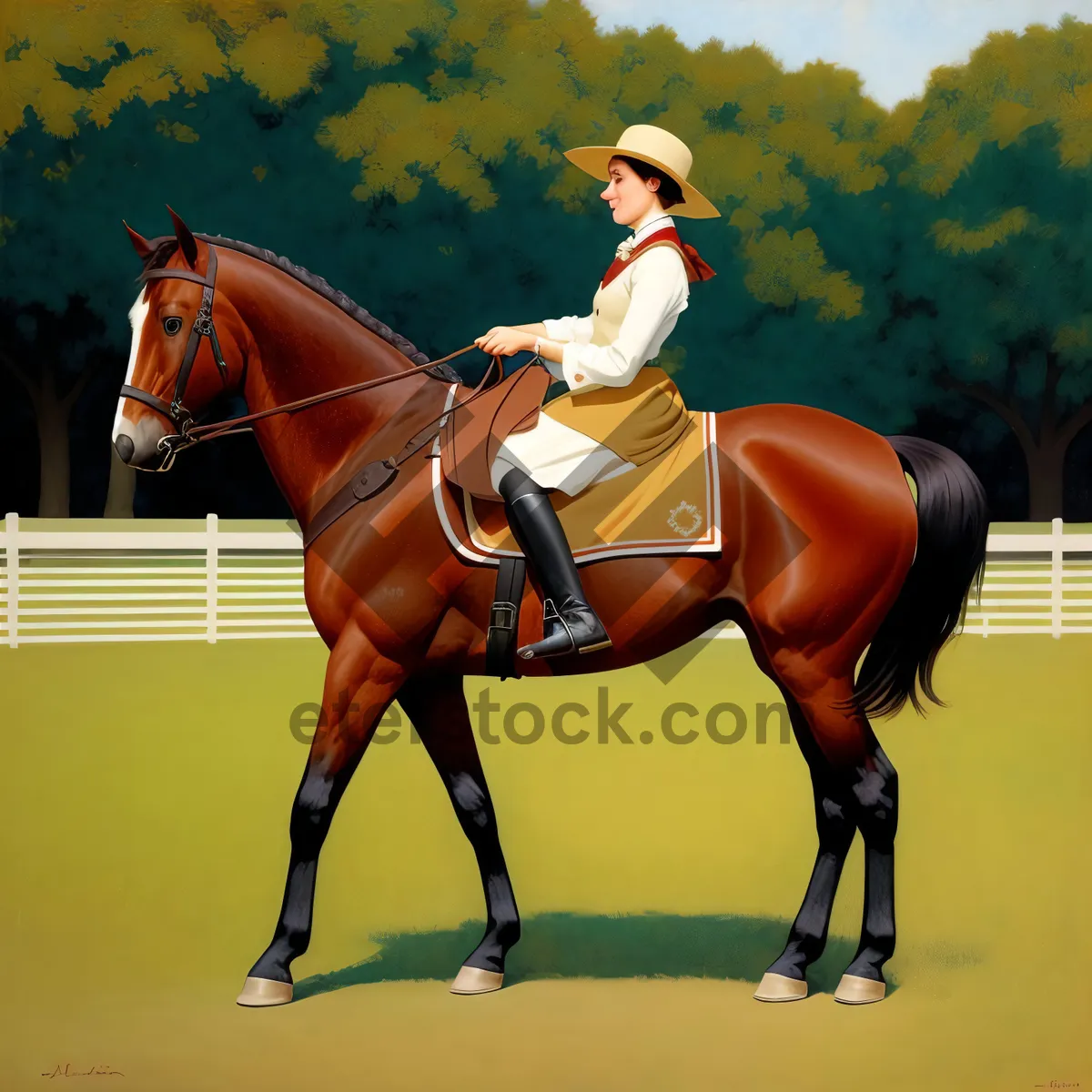 Picture of Thoroughbred horseback rider in equestrian sport