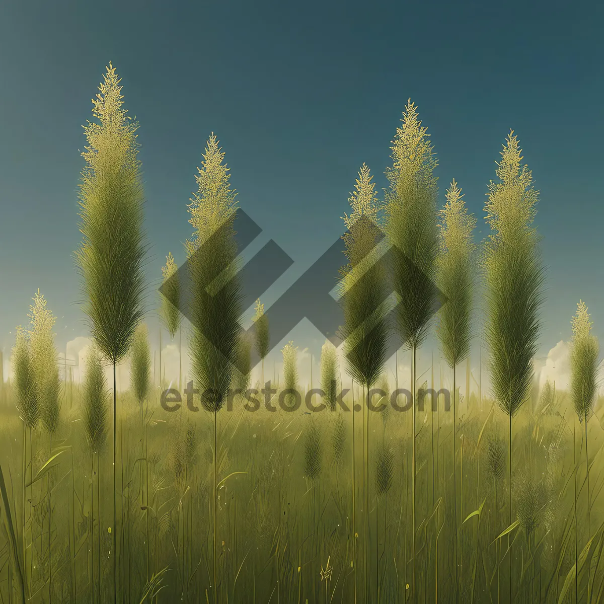 Picture of Golden Wheat Field in the Summer Sky