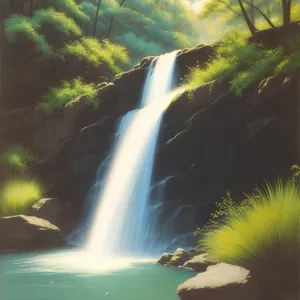 Serene Cascade Amidst Lush Forest