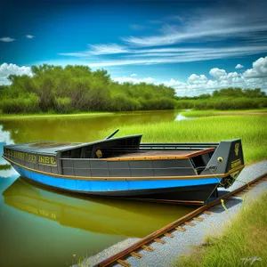 Serene Summer Lake Reflection - Boat on Water